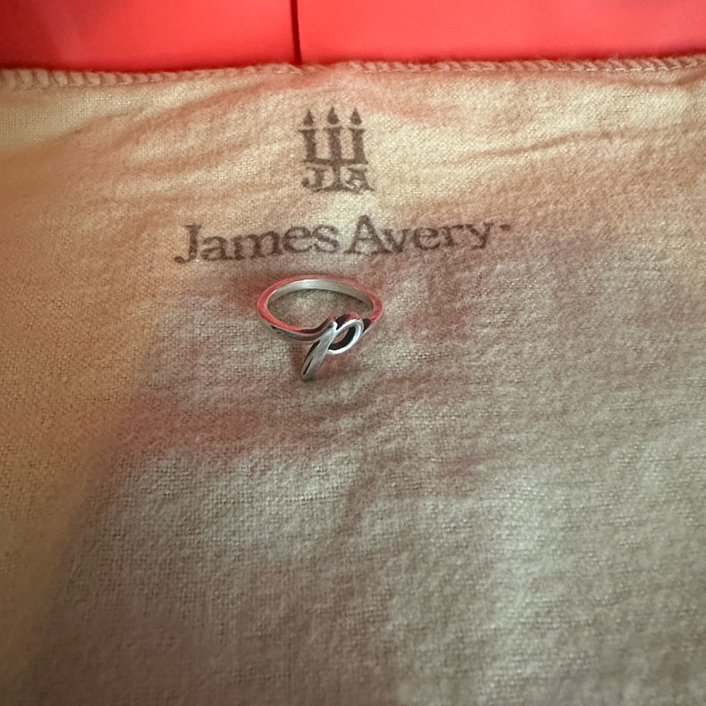James Avery script letter P sterling silver ring size 5 - Picture 8 of 9